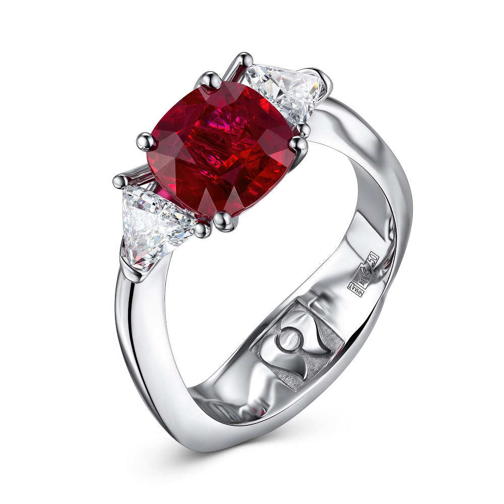 Ring with ruby and diamonds картинка 2
