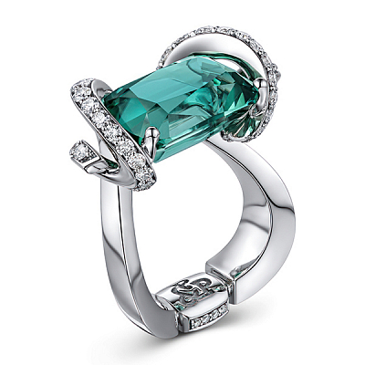 Ring with Lagoon tourmaline and diamonds