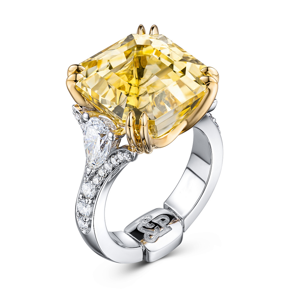 Ring with yellow sapphire and diamonds картинка 2