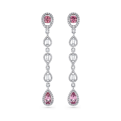 Earrings with zircons, spinels, and diamonds