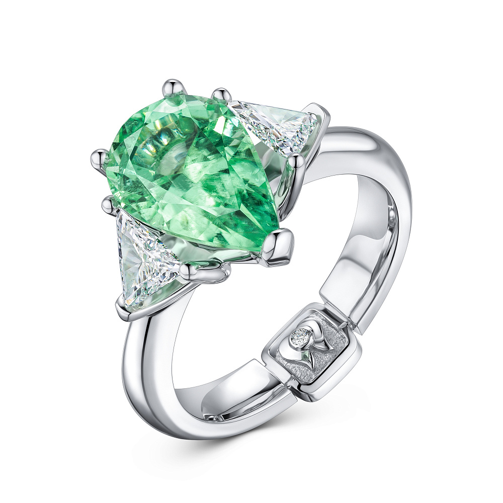 Ring with paraiba tourmaline and diamonds картинка 2