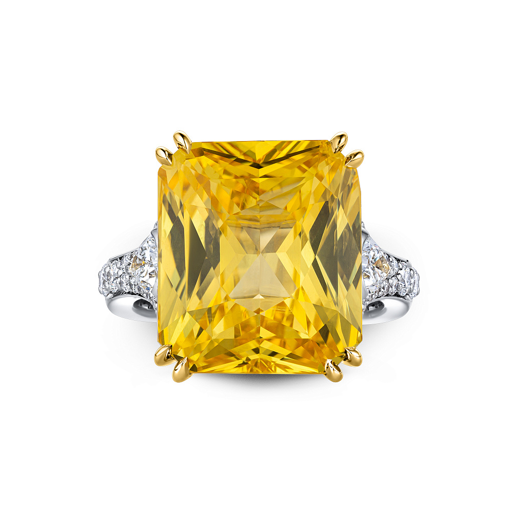 Ring with yellow sapphire and diamonds картинка 1