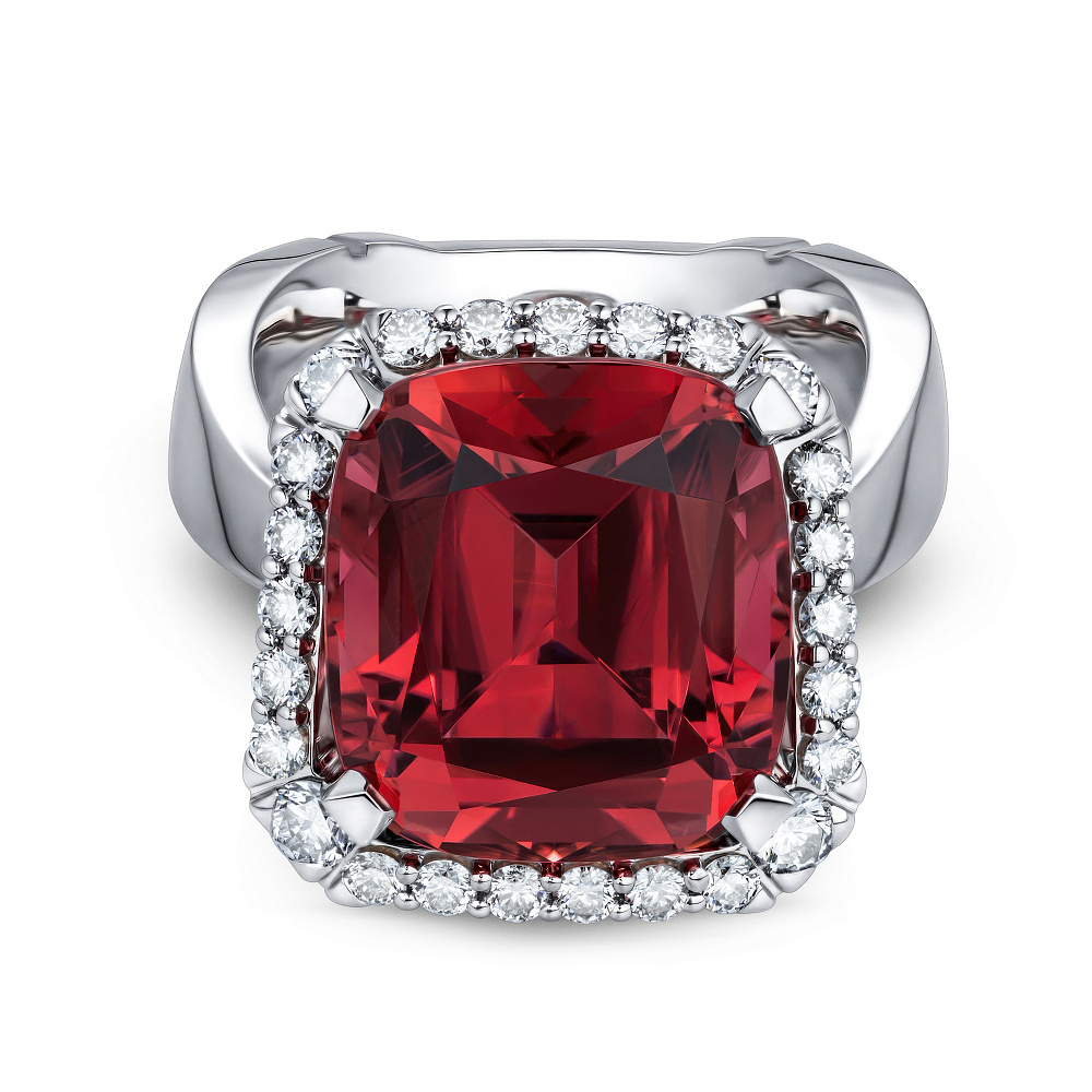 Ring with rubellite tourmaline and diamonds картинка 1