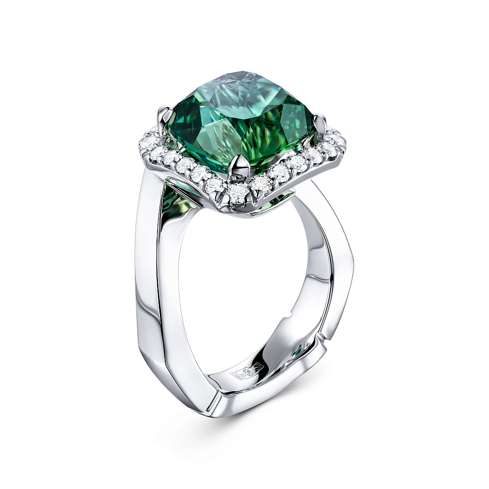 Ring with mint tourmalines and diamonds картинка 2