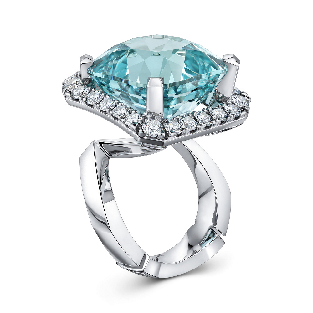  Ring with aquamarine and diamonds картинка 2