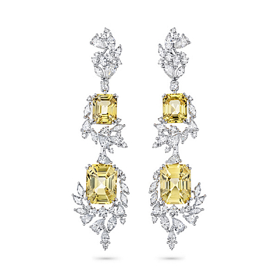 Earrings with yellow sapphires and diamonds