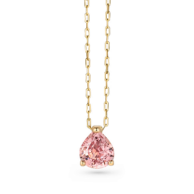 Pendant with orangy pink tourmaline and diamond