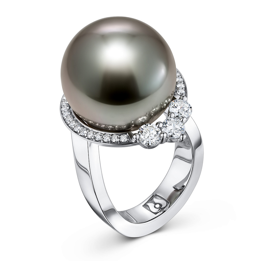 Ring with Tahitian pearl and diamonds картинка 1