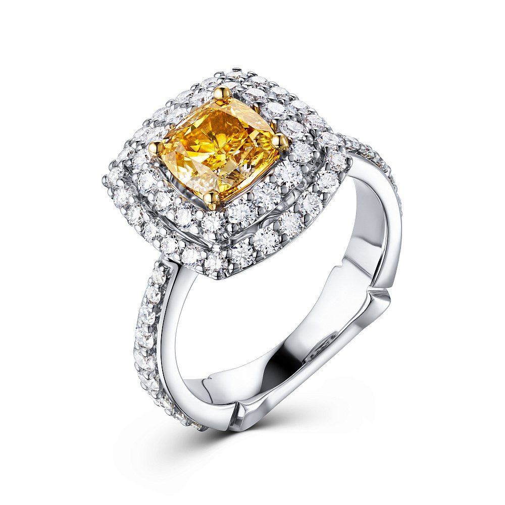 Ring with yellow diamond and diamonds картинка 2