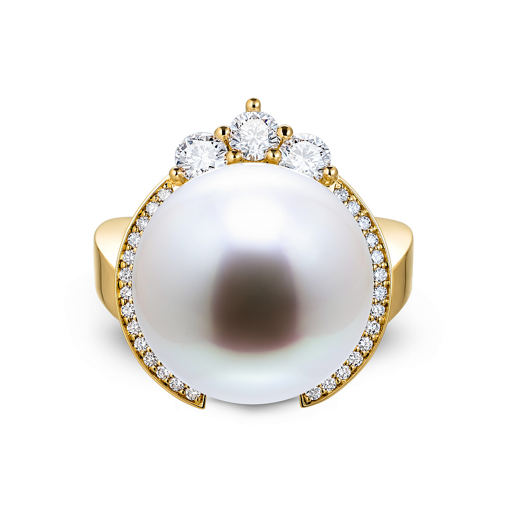 Ring with South Sea pearl and diamonds картинка 2