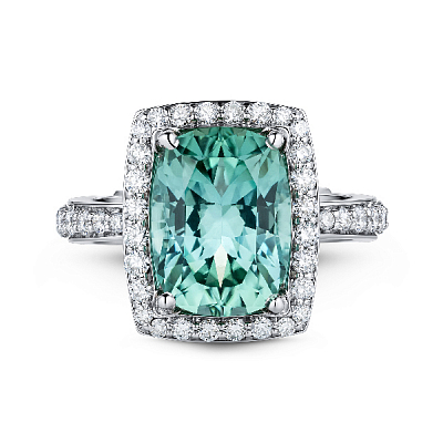 Ring with Lagoon tourmaline and diamonds