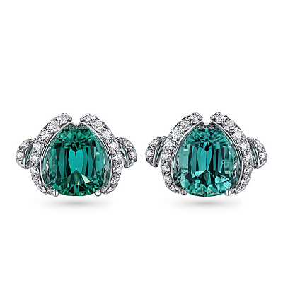 Earrings with Lagoon tourmalines and diamonds