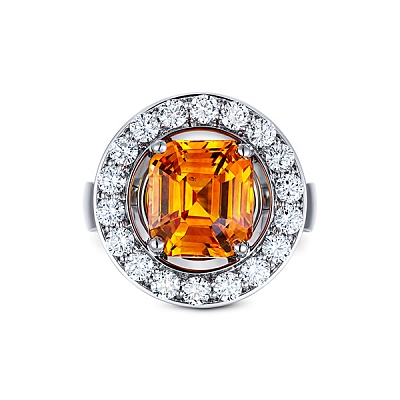 Ring with yellow sapphire and diamonds