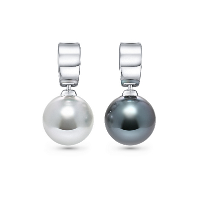 Earrings with South Sea and Tahitian pearls