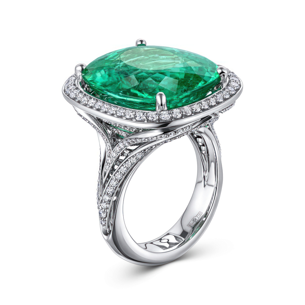Ring with paraiba tourmaline and diamonds картинка 1