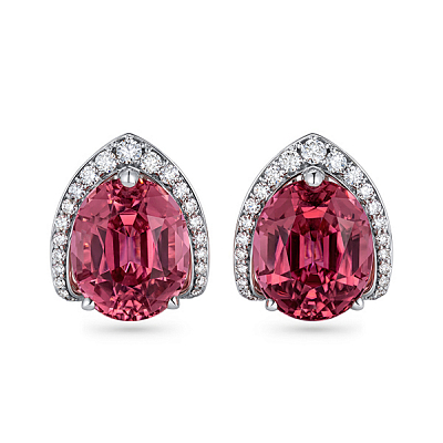 Earrings with pink tourmalines and diamonds