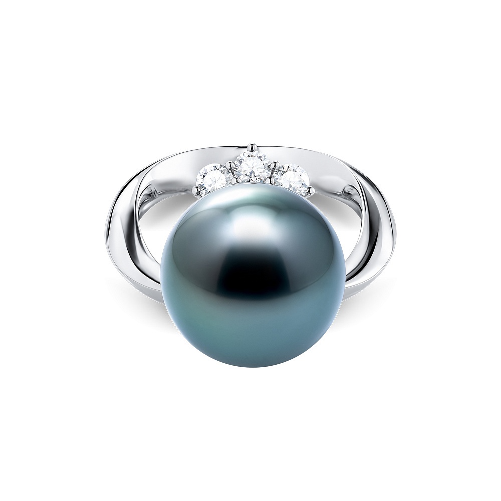 Ring with Tahitian pearl and diamonds картинка 2