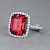 Ring with red zircon and diamonds