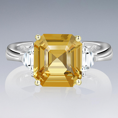 Ring with yellow sapphire and diamonds