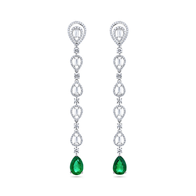 Earrings with emeralds and diamonds