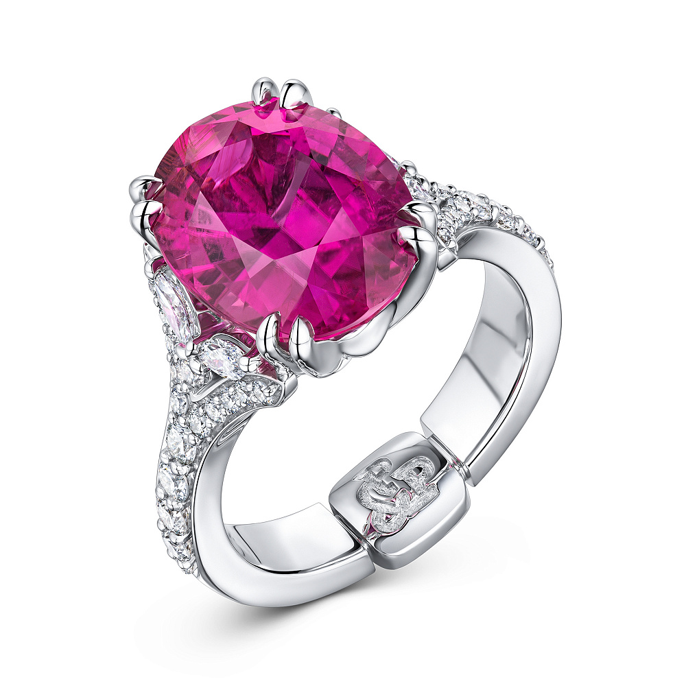 Ring with rubellite tourmaline and diamonds картинка 2