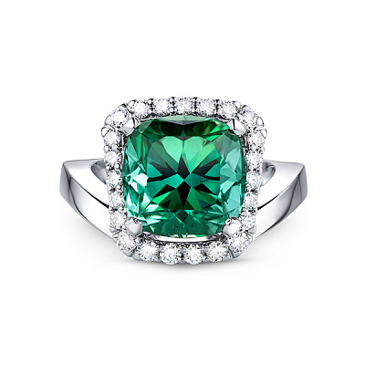 Ring with mint tourmalines and diamonds