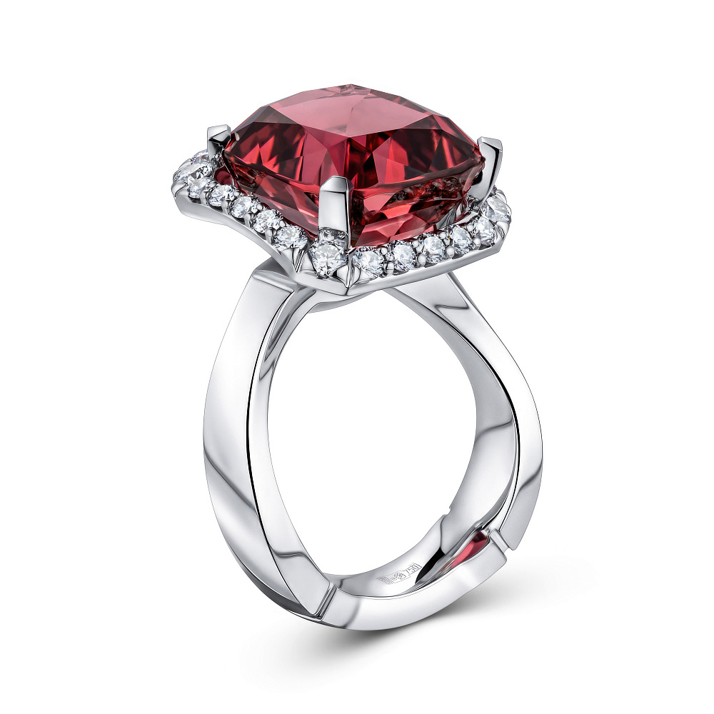Ring with rubellite tourmaline and diamonds картинка 2