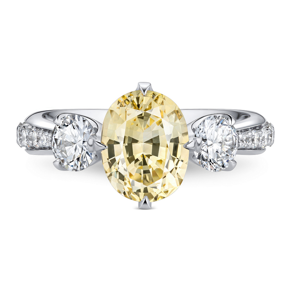 Ring with yellow sapphire and diamonds картинка 1