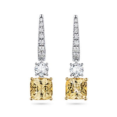 Earrings with yellow sapphires and diamonds