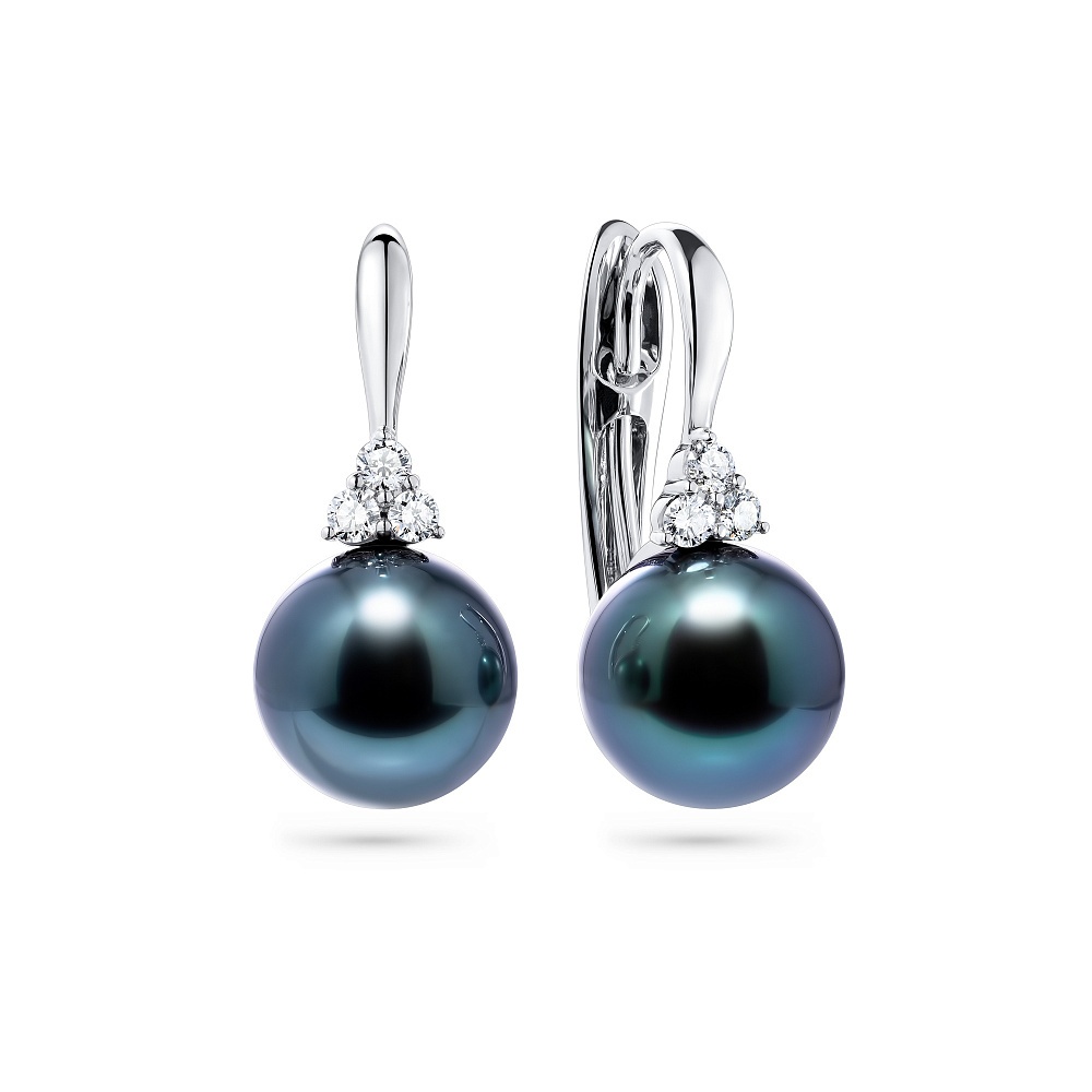 Earrings with Tahitian pearls and diamonds картинка 2