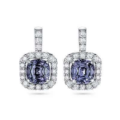 Earrings with purple-blue spinel and diamonds