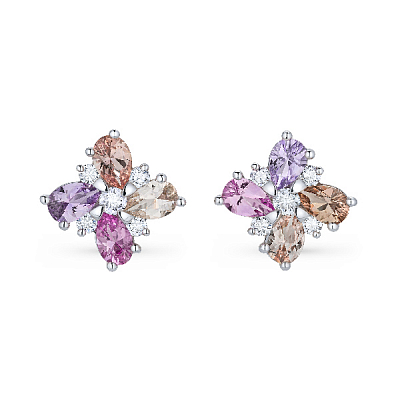 Stud earrings with sapphires and diamonds