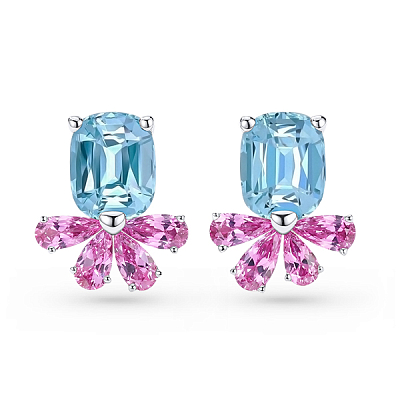 Earrings with aquamarine and sappphires