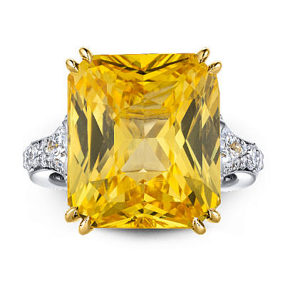 Ring with yellow sapphire and diamonds