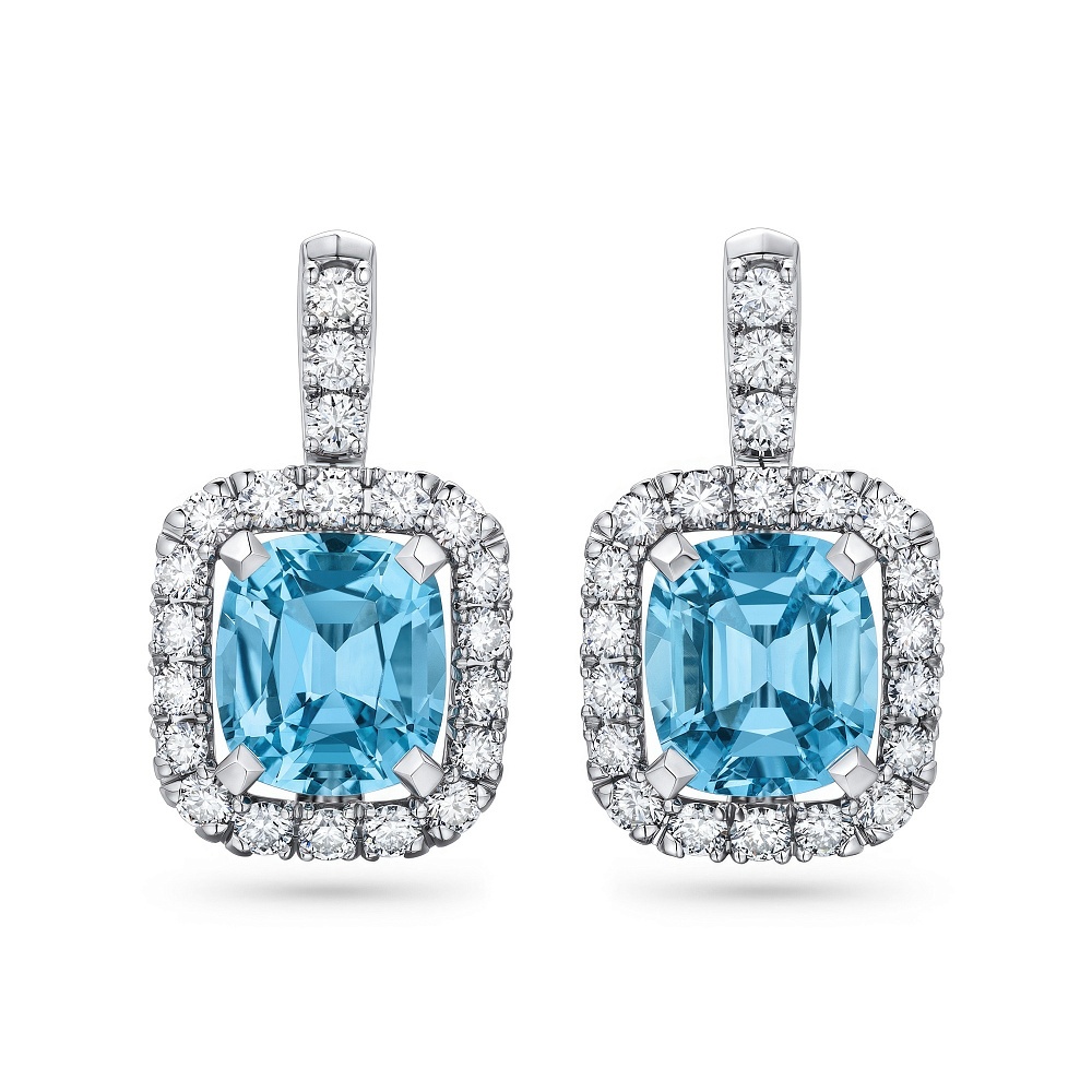 Earrings with Santa Maria aquamarines and diamonds картинка 1