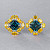 Earrings with teal sapphires, yellow sapphires, and diamonds