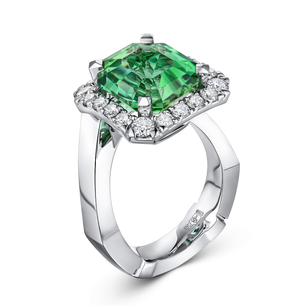  Ring with green tourmaline and diamonds картинка 2