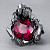 Ring with rhodolite garnet and diamonds