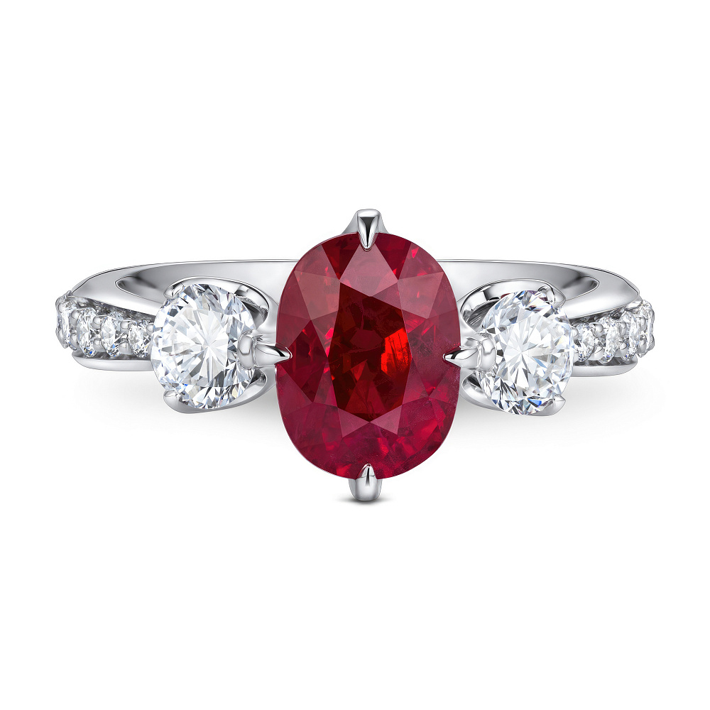 Ring with ruby and diamonds картинка 1