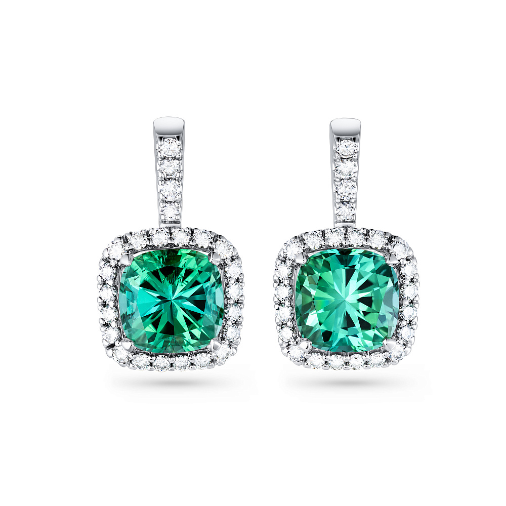 Earrings with mint tourmalines and diamonds картинка 1