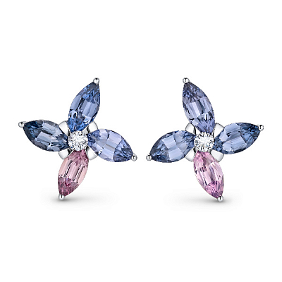 Earrings with spinels and diamonds