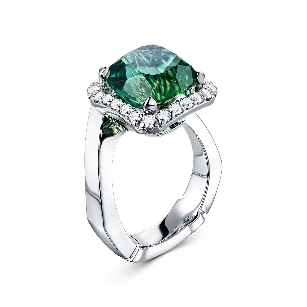 Ring with mint tourmalines and diamonds картинка 2