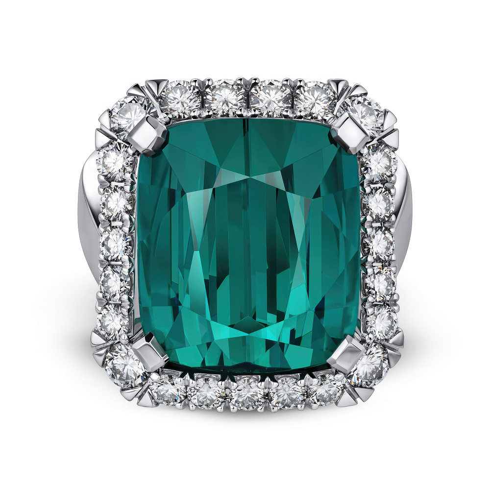 Ring with indicolite tourmaline and diamonds картинка 1