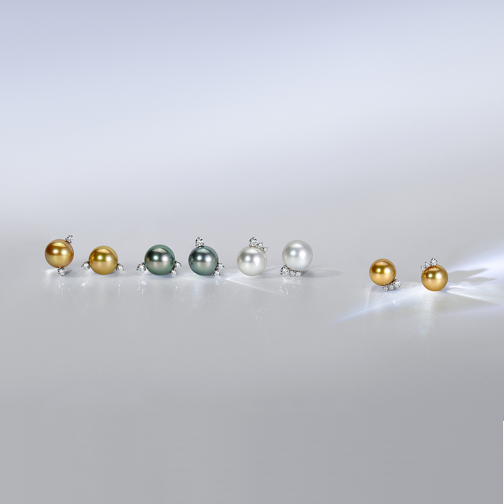 Stud earrings with Tahitian pearls and diamonds картинка 6