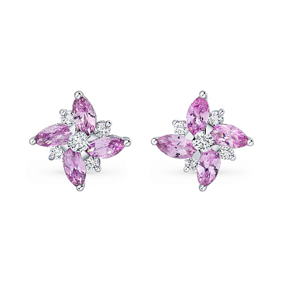 Stud earrings with sapphires and diamonds
