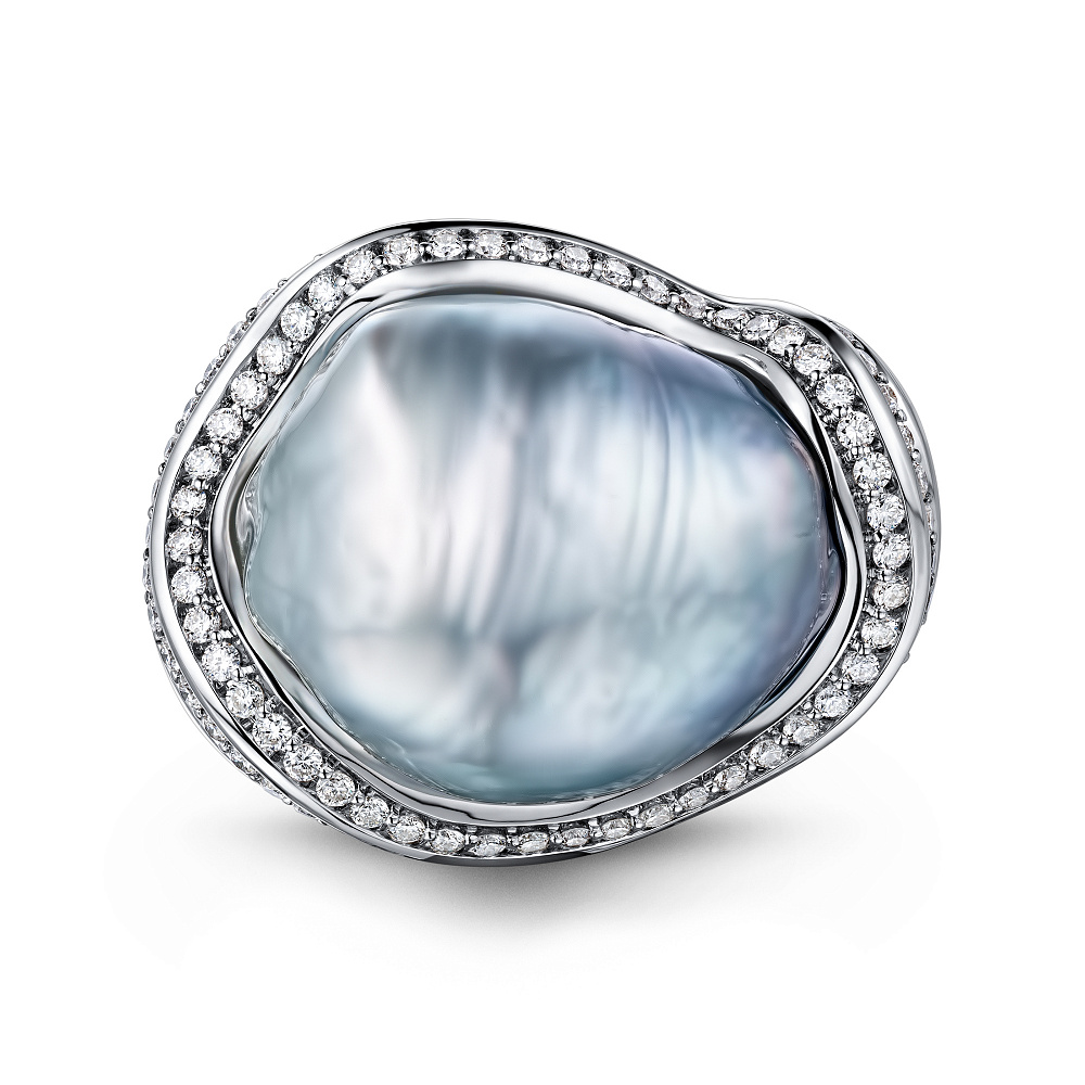 Ring with South Sea baroque pearl and diamonds картинка 2