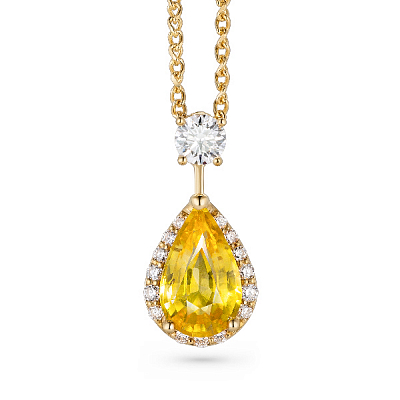 Pendant with yellow sapphire and diamonds