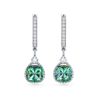 Earrings with green tourmalines and diamonds