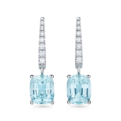 Earrings with aquamarines and diamonds