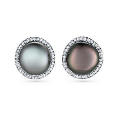Earrings with Tahitian keshi pearls and diamonds